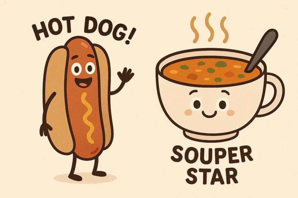 hot dog and soup puns