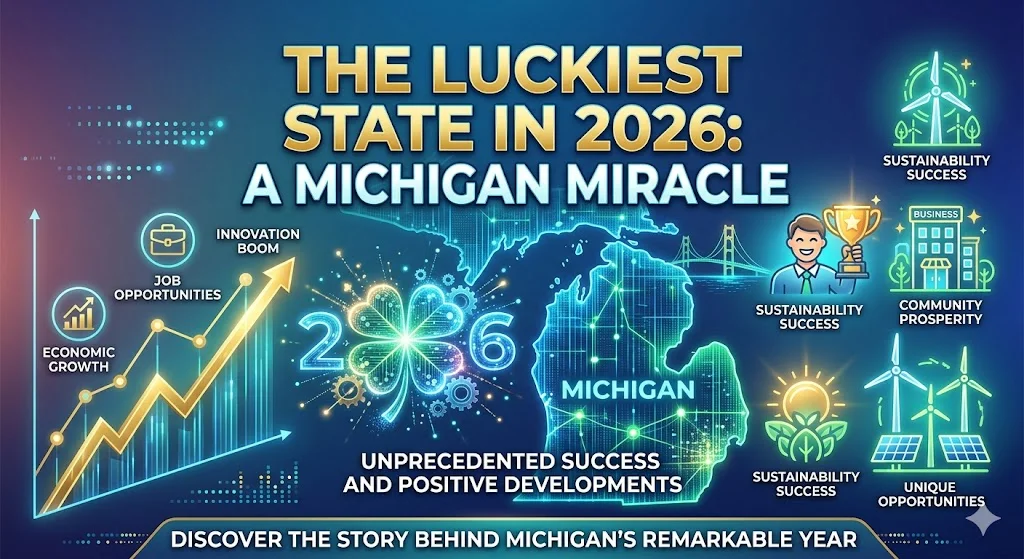 Collage of Michigan lottery scratch-off tickets and a map of Michigan highlighting winning cities like Fraser, Flint, and Ann Arbor.